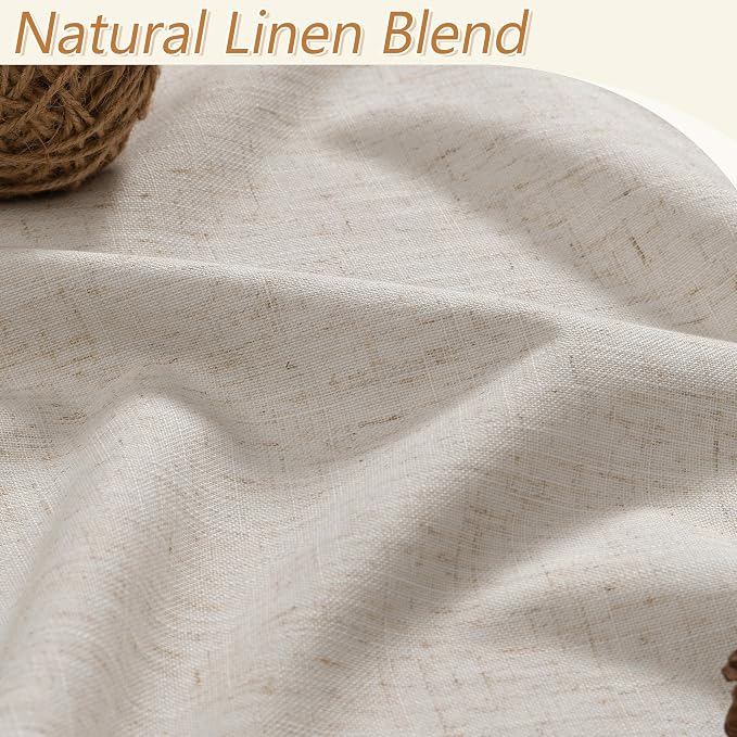 100% Blackout Linen Curtains for Bedroom 84 inches Long, Thermal Insulated Room - Image 3