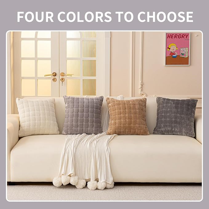 Velvet Throw Pillow Covers 22×22 Inch Decorative Pillows Cover Neutral Soft - Image 5
