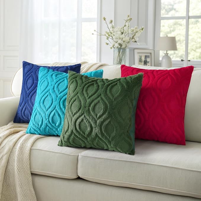 decorUhome Throw Pillow Covers 24x24 Inch Set of 2, Soft Plush Faux Wool Forest - Image 7