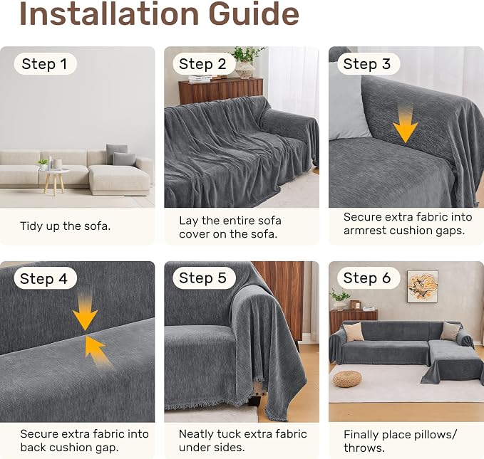 Sectional Couch Covers, 2 Pieces Washable L Shaped Couch Covers Sofa Blanket - Image 7