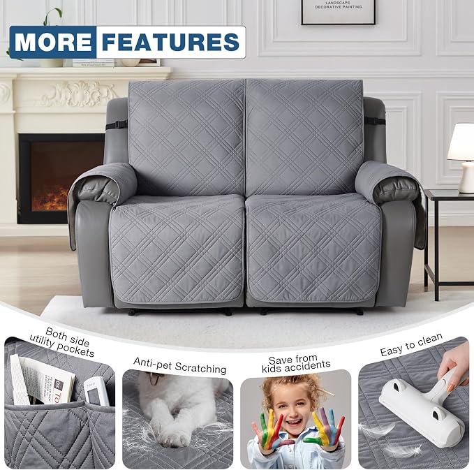 TAOCOCO 100% Waterproof Loveseat Recliner Cover, Non Slip Split Loveseat Covers - Image 6