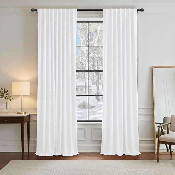 PONY DANCE 50% Light Filtering Curtains 84 inch Long, Back Tab & Rod Pocket by PONYDANCE