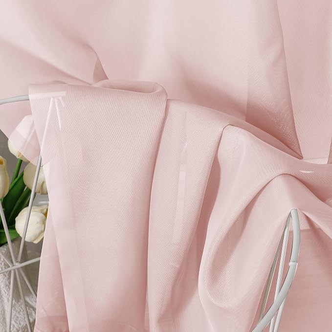 Aiyufeng Blush Pink Sheer Curtains 96 Inches Long 2 Panels Set, Light Filtering - Image 7