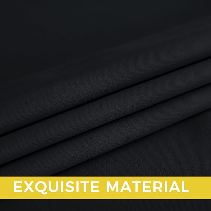 NICETOWN Room Darkening Draperies Curtains Panels, 2 Panels Black W52 x L108 - Image 4
