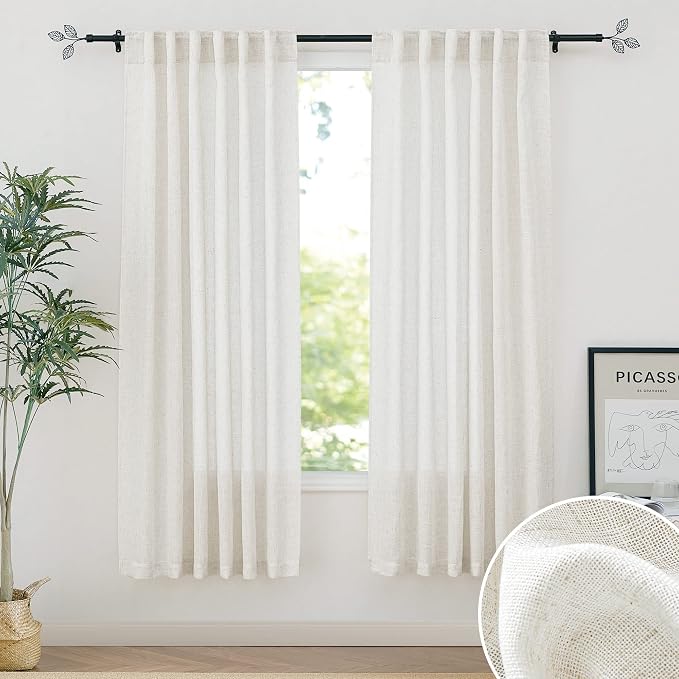 RYB HOME Sheer Linen Blend Curtains - Image 2