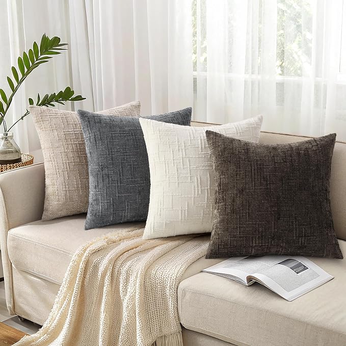 decorUhome Dark Brown Chenille Throw Pillow Covers 20x20 Set of 2 Textured Soft - Image 7