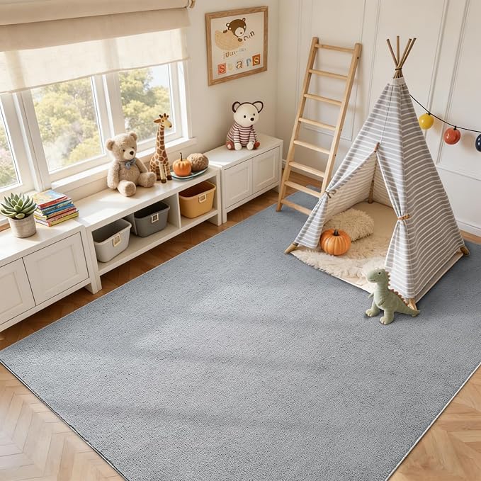 FinRèc 5x7 Washable Area Rugs for Bedroom Living Room, Low Pile Thin Rug Solid - Image 5