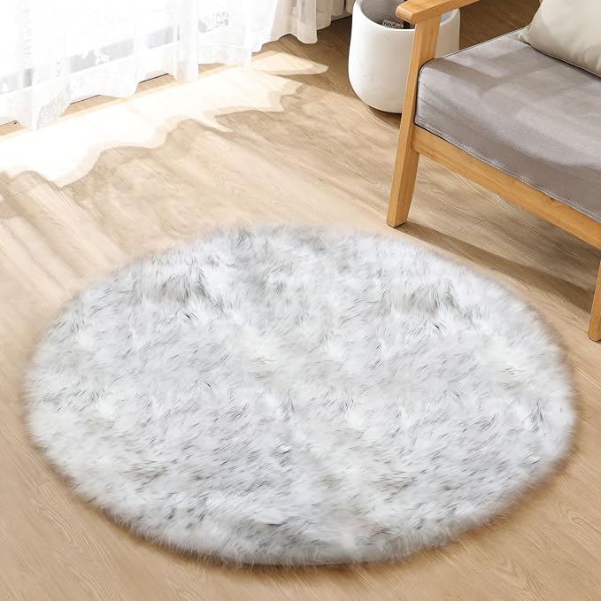 ORINOVA Grey and White Plush Machine Washable Area Rugs by ORINOVA