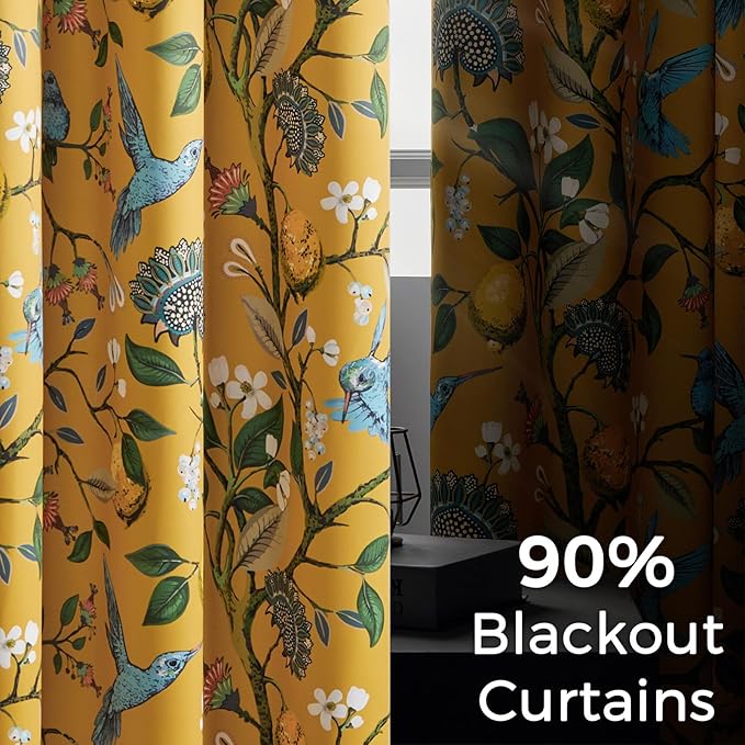 Extra Long 108 Inches Curtains for Large Window Luxury Mustard Yellow Floor To - Image 4