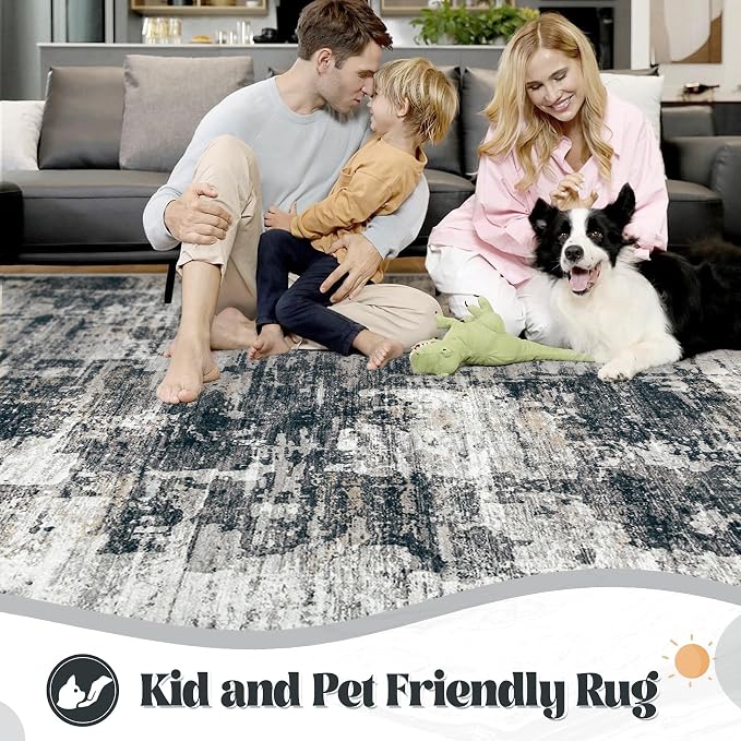 2x7 Runner Rug for Hallway, Washable Modern Abstract Runner Rugs Neutral Soft - Image 6