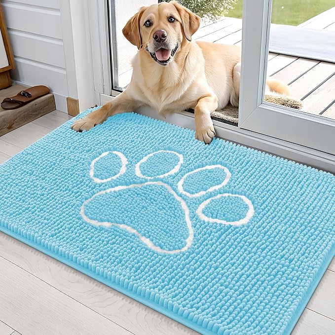 OLANLY Dog Door Mat for Muddy Paws 36x24, Paw Print Design, Absorbs Moisture by OLANLY