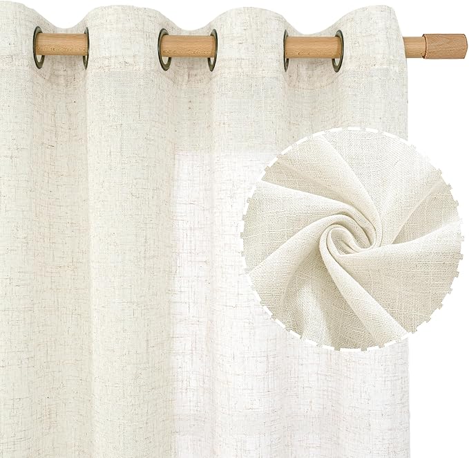 LAMIT Living Room Linen Curtains 90 Inch - Image 2