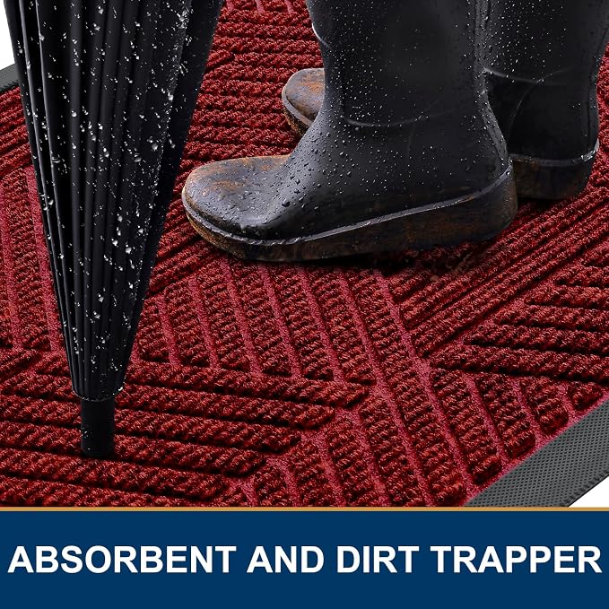 Smiry Front Door Mat Outside Entrance, Heavy Duty Sturdy Natural Rubber Doormat - Image 3