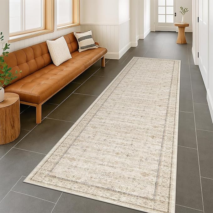 Washable 2x8 Runner Rugs for Hallway Non Slip, Stain Resistant Farmhouse by HazoHaus