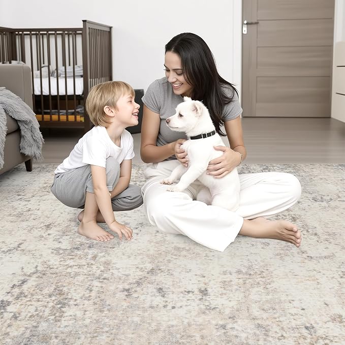3x8 Washable Runner Rug：Modern Abstract Soft Carpet Brown Beige | - Image 2