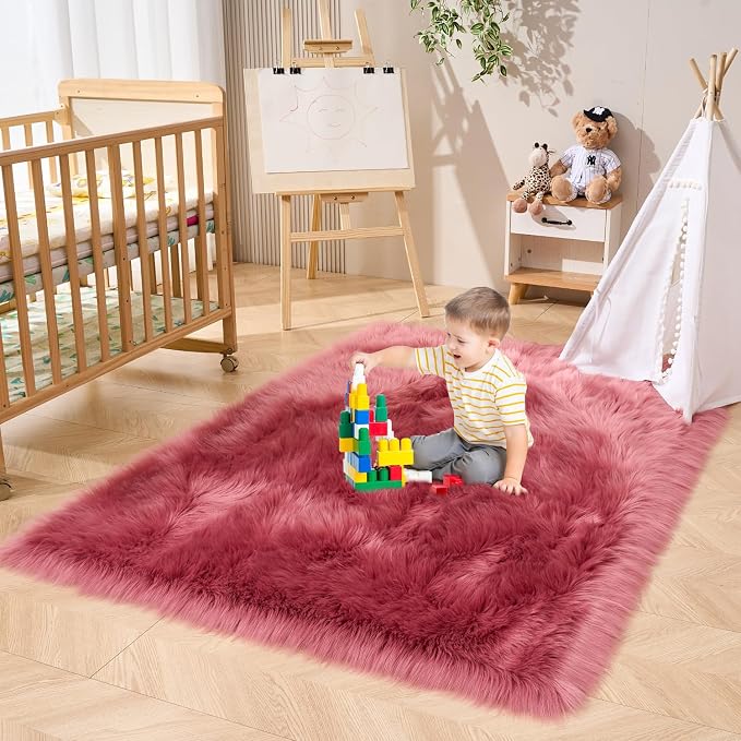 EasyJoy Ultra Soft Fluffy Shaggy Area Rug Faux Fur Rug Chair Cover Seat Pad - Image 4