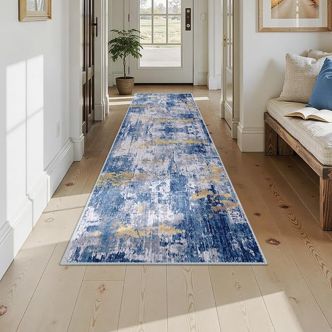 Washable Area Rugs 2'6''x10 Non-Slip Modern Abstract Soft - Image 8
