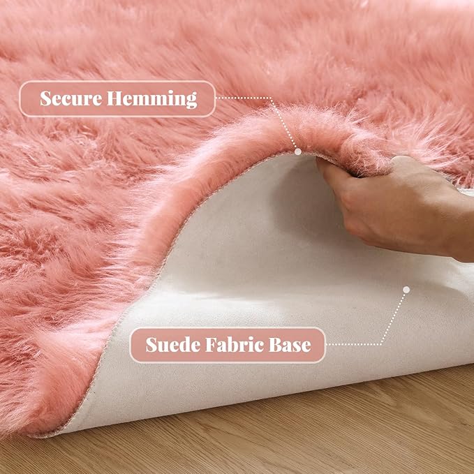 ORINOVA Pink Washable Fluffy Circle Rugs - Image 4