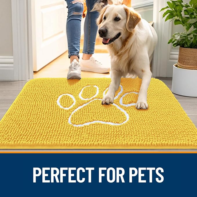 OLANLY Dog Door Mat for Muddy Paws 36x24, Paw Print Design, Absorbs Moisture - Image 6