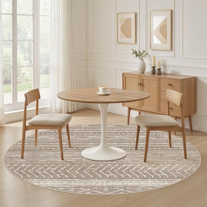 Nakagishi Area Rug Living Room Rugs: 4X4 Machine Washable Boho Large Neutral - Image 4