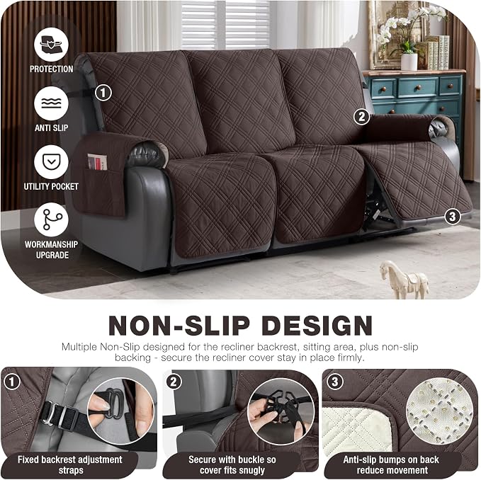 TAOCOCO 100% Waterproof Recliner Sofa Cover Non Slip Couch Cover - Image 4