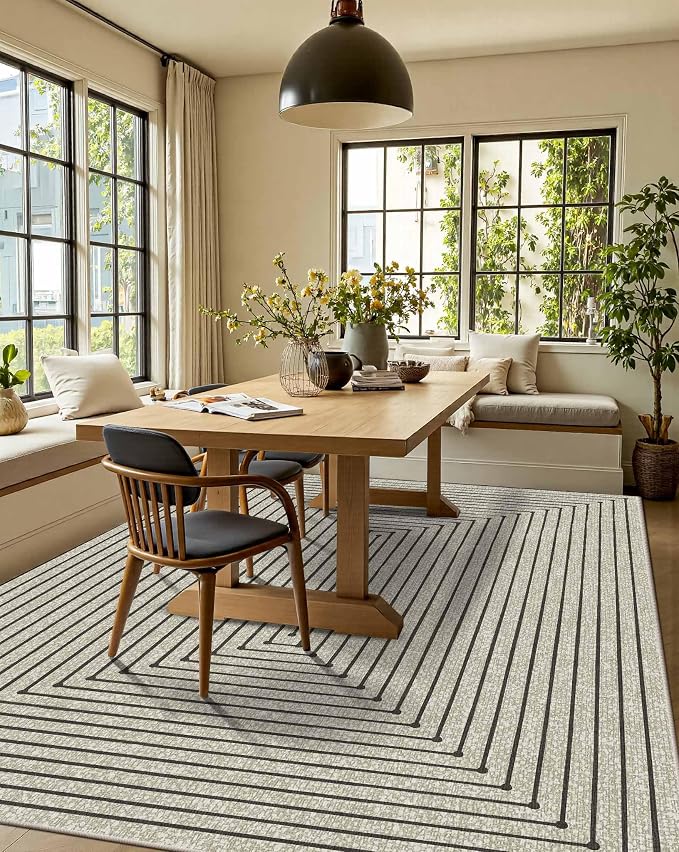 Latte&Fog 5x7 Area Rugs for Living Room Bedroom, Boho Non Slip Low Pile Carpet - Image 4