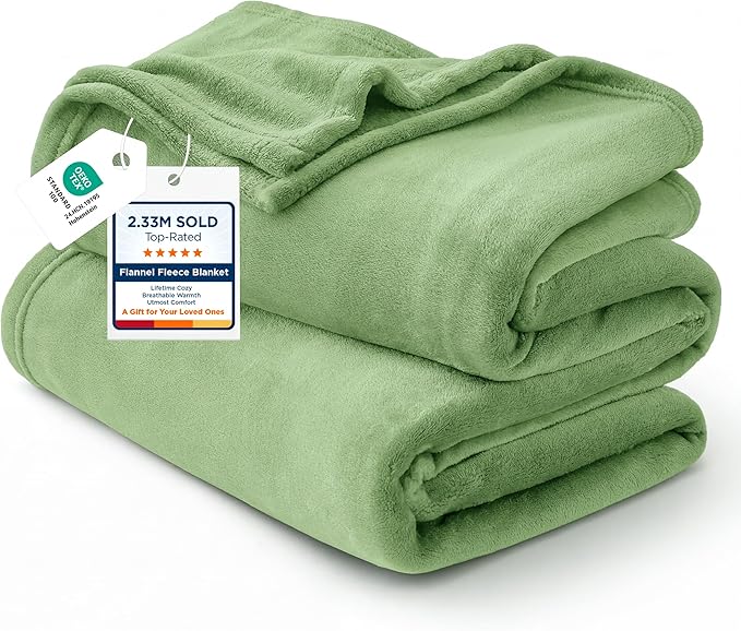 Bedsure GentleSoft Green Fleece Blankets King Size by BEDSURE