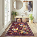 Floral Machine Washable Rug, 3x5 Rug Non Slip Soft Bedroom Rugs by WelcometoBabovid