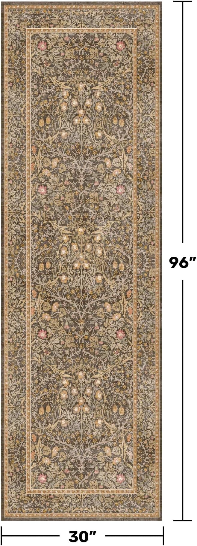 Brown 2'6" x 8' Runners for Hallways Non Slip, Extra Long Floor Runner for - Image 2