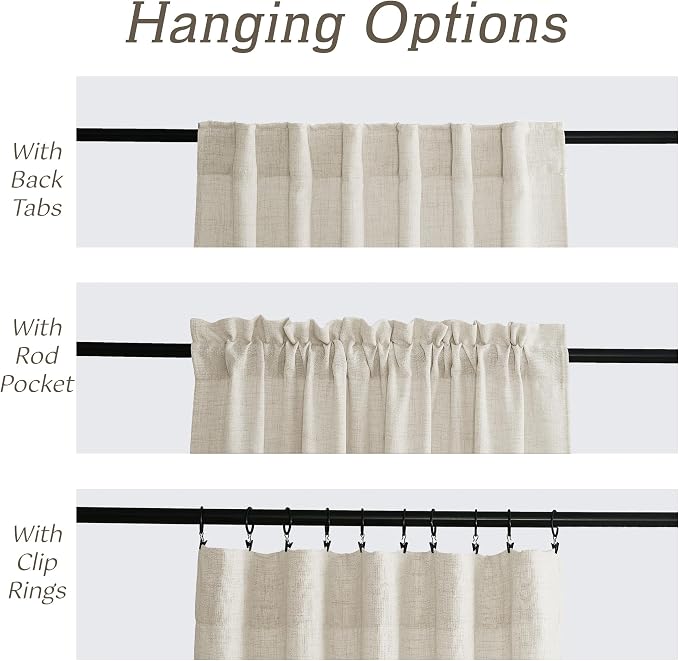 RYB HOME Living Room and Dining Room Curtains and Drapes Linen Sheer, Light - Image 5