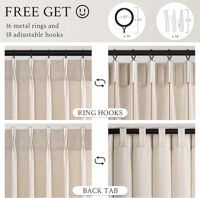 Pinch Pleated 94 Inch Curtains 2 Panels - Image 6