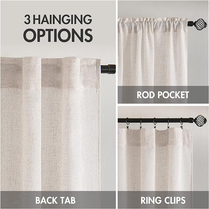 MIULEE White Linen Curtains 84 Inch Length - Image 3