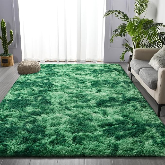 Shag Area Rug, 4 X 6 Tie-Dyed Plush Fuzzy Rugs - Image 2