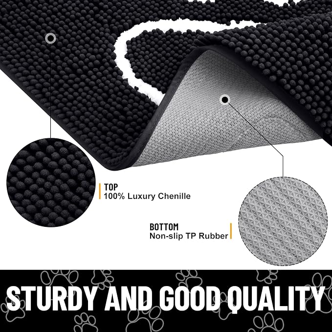 Smiry Dog Door Mat for Muddy Paws, Absorbent Dirt Trapper Non Slip Quick Dry - Image 3