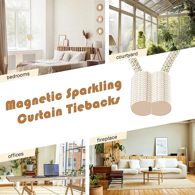 SRG Handmade Magnetic Curtain Tiebacks 2 Pack Sparkling Glass Wrapped Wooden - Image 7
