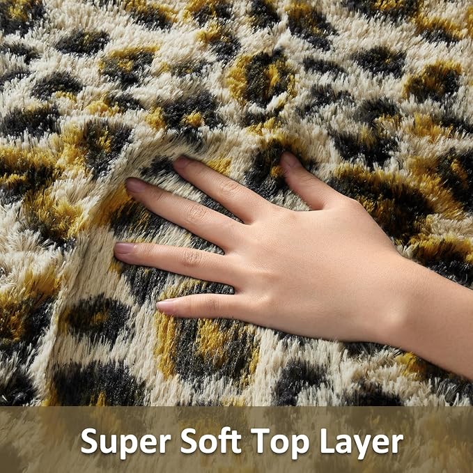 Ophanie Leopard Rugs for Living Room Bedroom, Fluffy Soft Fuzzy Cheetah Print - Image 2