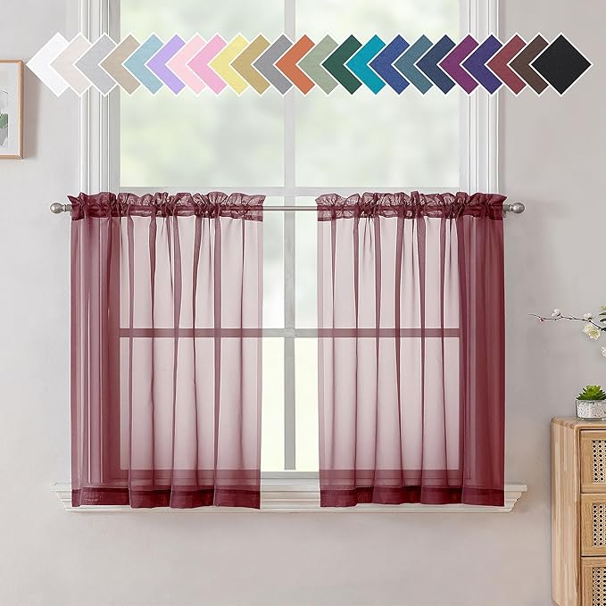 Aiyufneg Small Sheer Tier Curtains Half Kitchen Curtain Sheers, Light Filtering by Aiyufeng