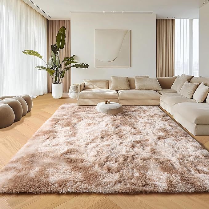 ONASAR Area Rugs for Bedroom Living Room, Fluffy Tie-Dye Beige 4x6 Indoor - Image 8