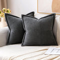 MIULEE Dark Grey Corduroy Decorative Euro Sham Pillow Covers 24x24 Inch by MIULEE