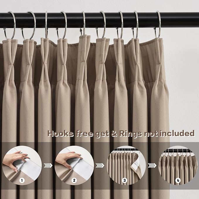 Pinch Pleated Window Curtain Panels 84 Inches Long Light Blocking Solid Ceiling - Image 2