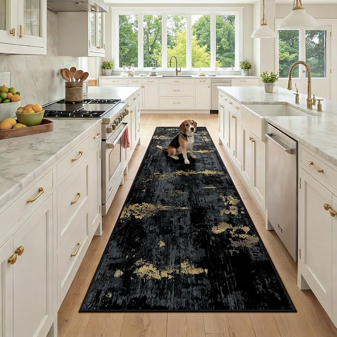 Washable Area Rugs 3x9 Non-Slip Modern Abstract Soft by RELEANY