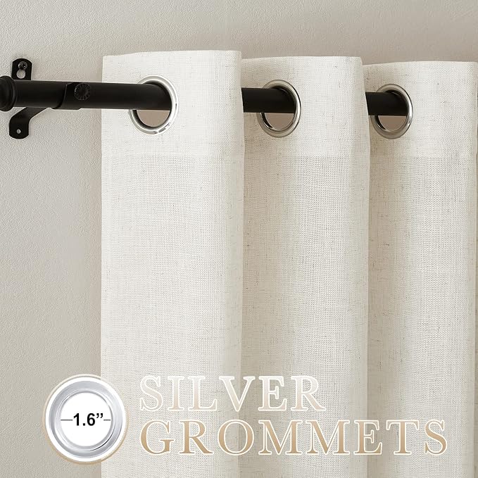 NICETOWN Semi Sheer Curtains 72 inches Long Linen Blend, Grommet Window - Image 2