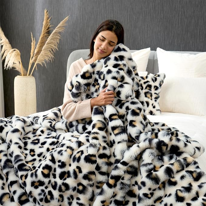 Cozy Bliss Leopard Print Faux Fur Throw Blanket - Image 8
