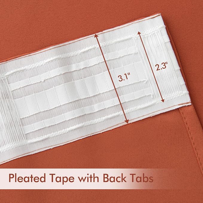 MIULEE Back Tab Burnt Orange Blackout Curtains 120 Inch Long 2 Panels Set - Image 4