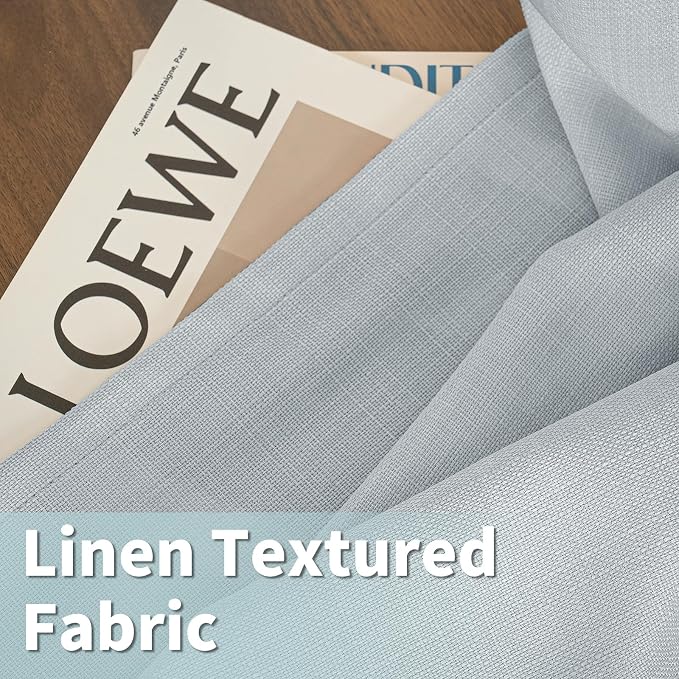 LAMIT Linen Curtains 90 Inch for Bedroom, Grommet Thick Linen Textured Sheer - Image 2