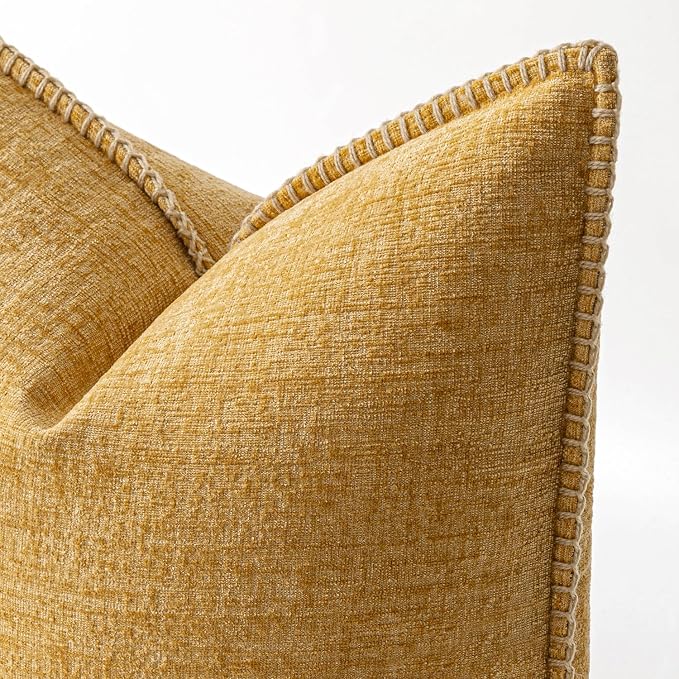 MIULEE Decorative Couch Throw Pillow Covers 20x20 Inch Gold 2 Pack | Mustard - Image 2
