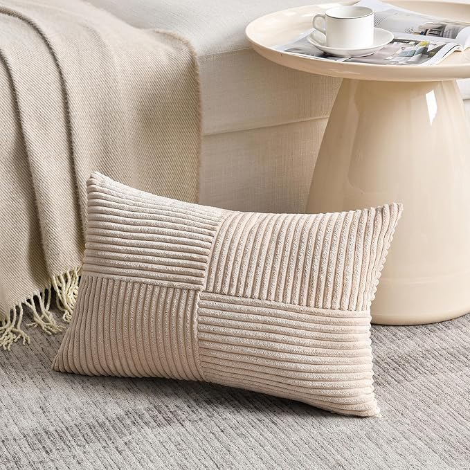 Fancy Homi 2 Packs Tan Lumbar Decorative Throw Pillow Covers 20x28 Inch - Image 2