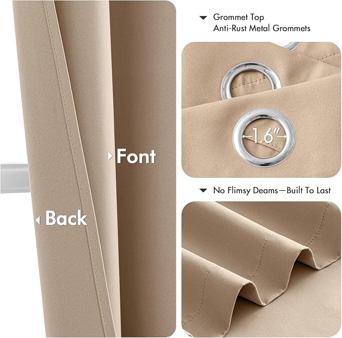 MIULEE Beige Blackout Curtains - Image 4