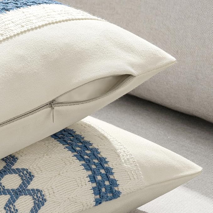 MIULEE Set of 2 Coastal Blue Boho Decorative Pillow Covers 18x18 Inch | - Image 5