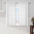 Nanspring White Linen Back Tab Rod Pocket Curtains 52 Inch Length by Nanspring